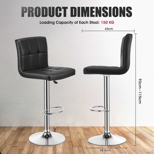 Faux & Chrome Set Kitchen of Breakfast Stool Swivel Gas 2 Huvrg Bar