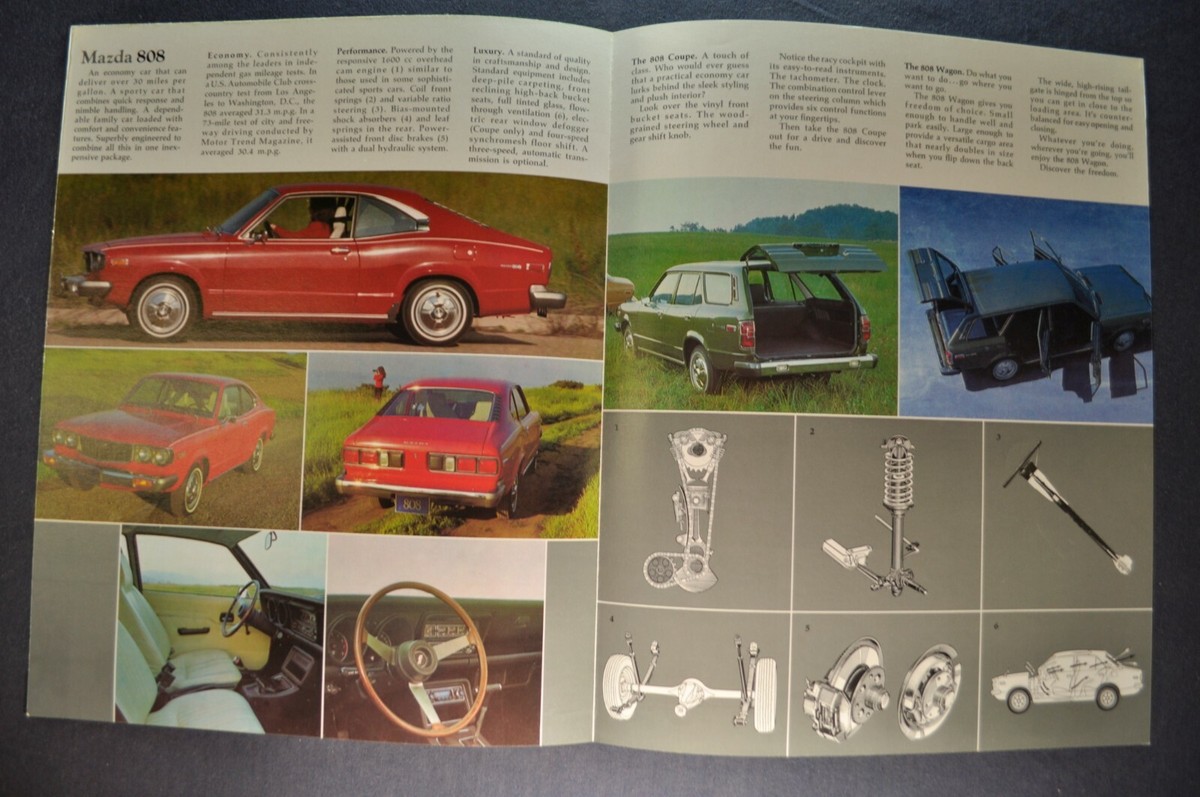 1974 Mazda 808 Sales Brochure Folder Coupe Wagon Excellent