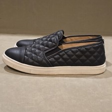STEVE MADDEN Womens Black Quilted Slip On Casual Zaander Sneaker Flats SZ 11 M