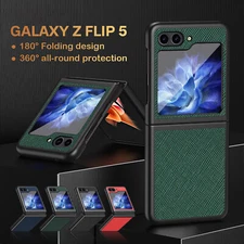 For Samsung Galaxy Z Flip5 Flip4/3 5G Slim Texture Leather Shockproof Case Cover