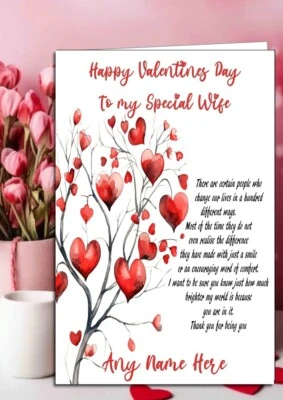 DEZZASHAZZA Personalised Birthday card Valentines Day Card any name & relationship Romantic