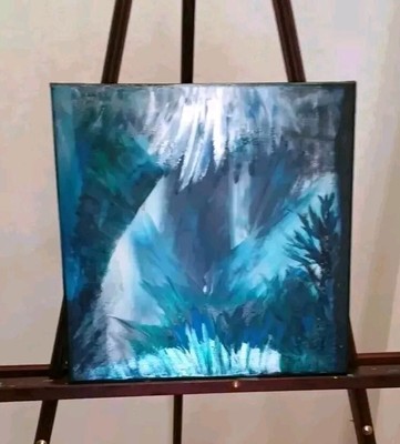 Metallic Glowing Modern Abstract (See Video) Acrylic Painting Canvas 12x12