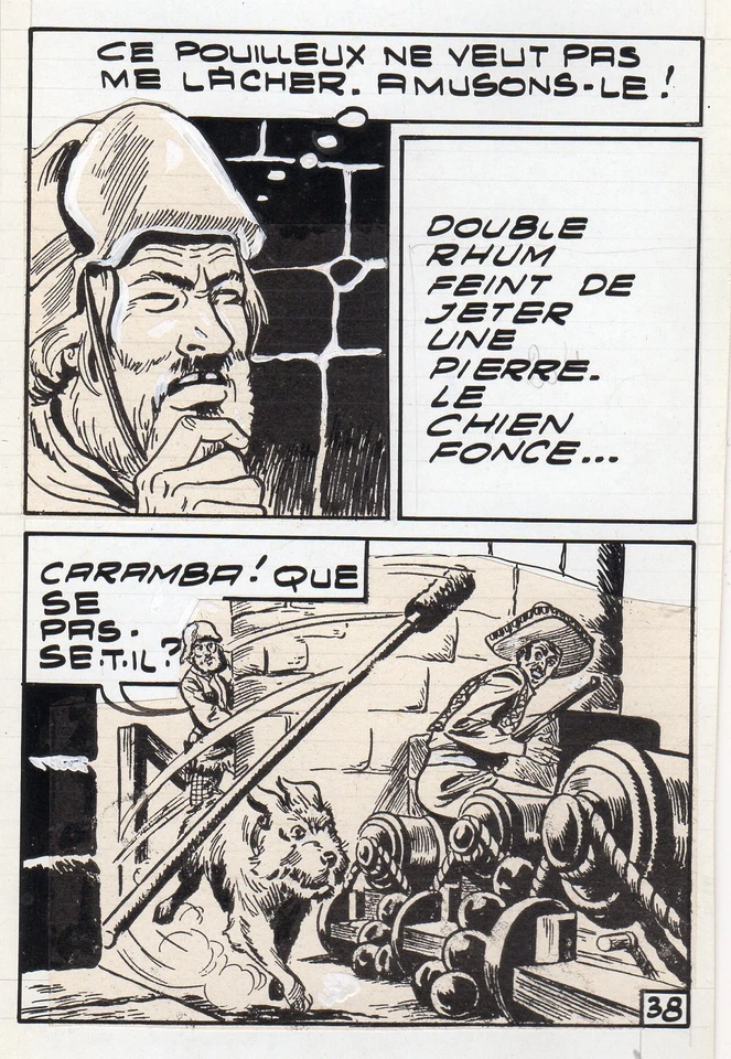 MIKI LE RANGER LES PIRATES PLANCHE  MONTAGE NEVADA LUG 1961 PIECE UNIQUE PAGE 38 - Photo 1/1