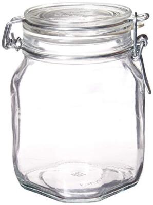 Bormioli Rocco - SYNCHKG122276 Fido Clear Glass Jar with 85 mmGasket,1 Liter 2PK