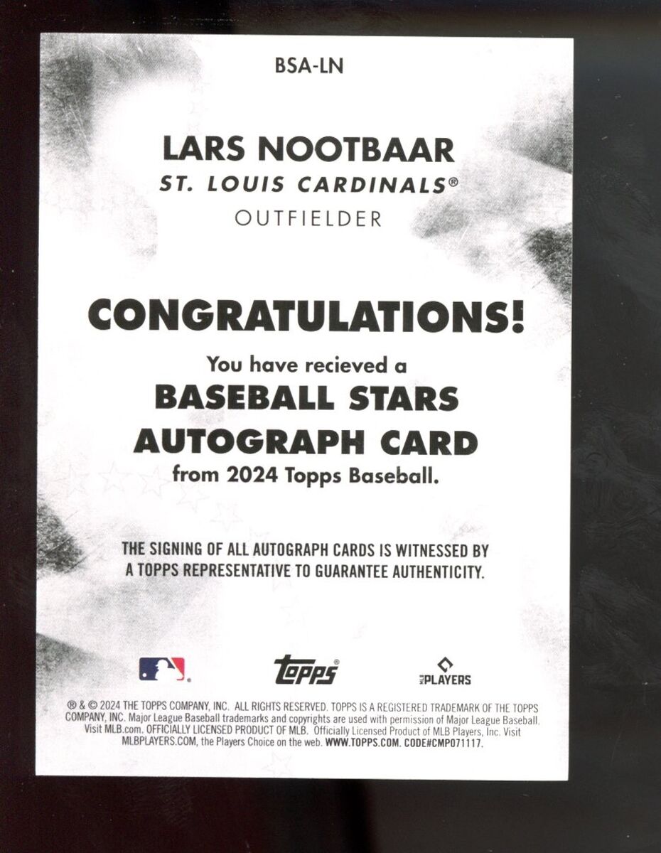 Lars Nootbaar 2024 Topps Stars Autograph Auto Card #BSA-LN Lars Nootbaar 2024 Topps Stars Autograph Auto Card #BSA-LN
