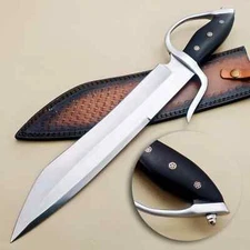 CUSTOM HANDMADE D2 TOOL STEEL D GUARD BOWIE KNIFE HUNTING SURVIVAL KNIFE CAMPING