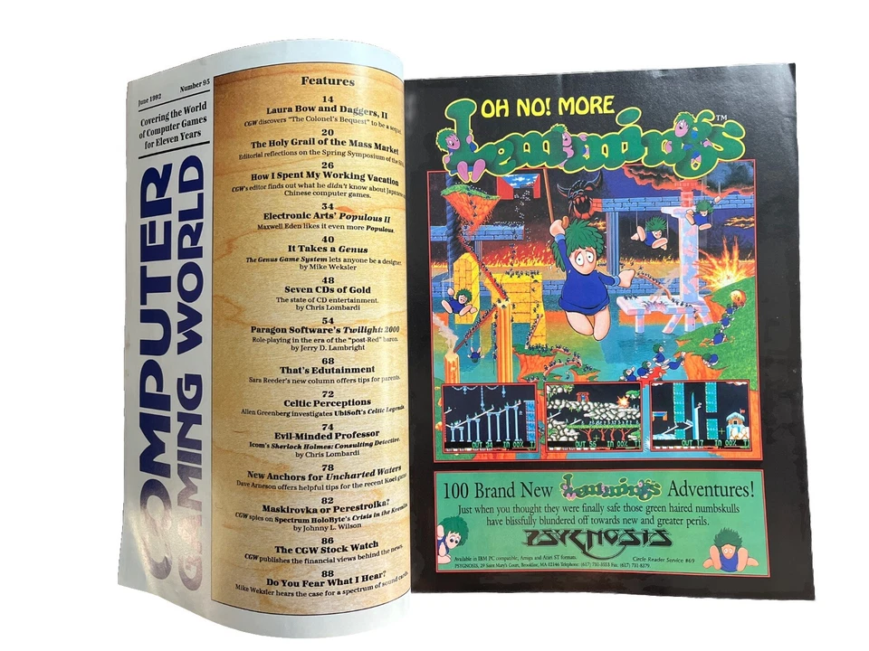 Computer Gaming World Strategy Magazine #95 The Dagger Of Amon-Ra From Sierra - Image 2 of 3