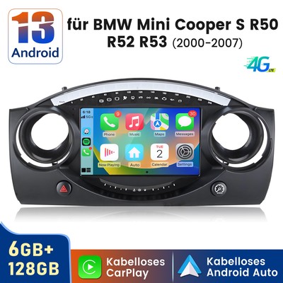 Für BMW Mini Cooper S R50 R52 R53 2000-2007 Android 13 Autoradio GPS Nav FM 128G