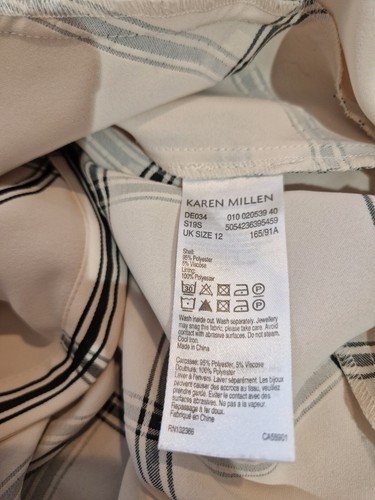 Womens Karen Millen Black Cream Check Plaid Midi Fit And Flare Wrap Dress 12. - Picture 11 of 12