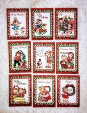 Set of 9 Cards Vintage Christmas Kids Pocket Pen Pal Cards only No Sleeve 138N