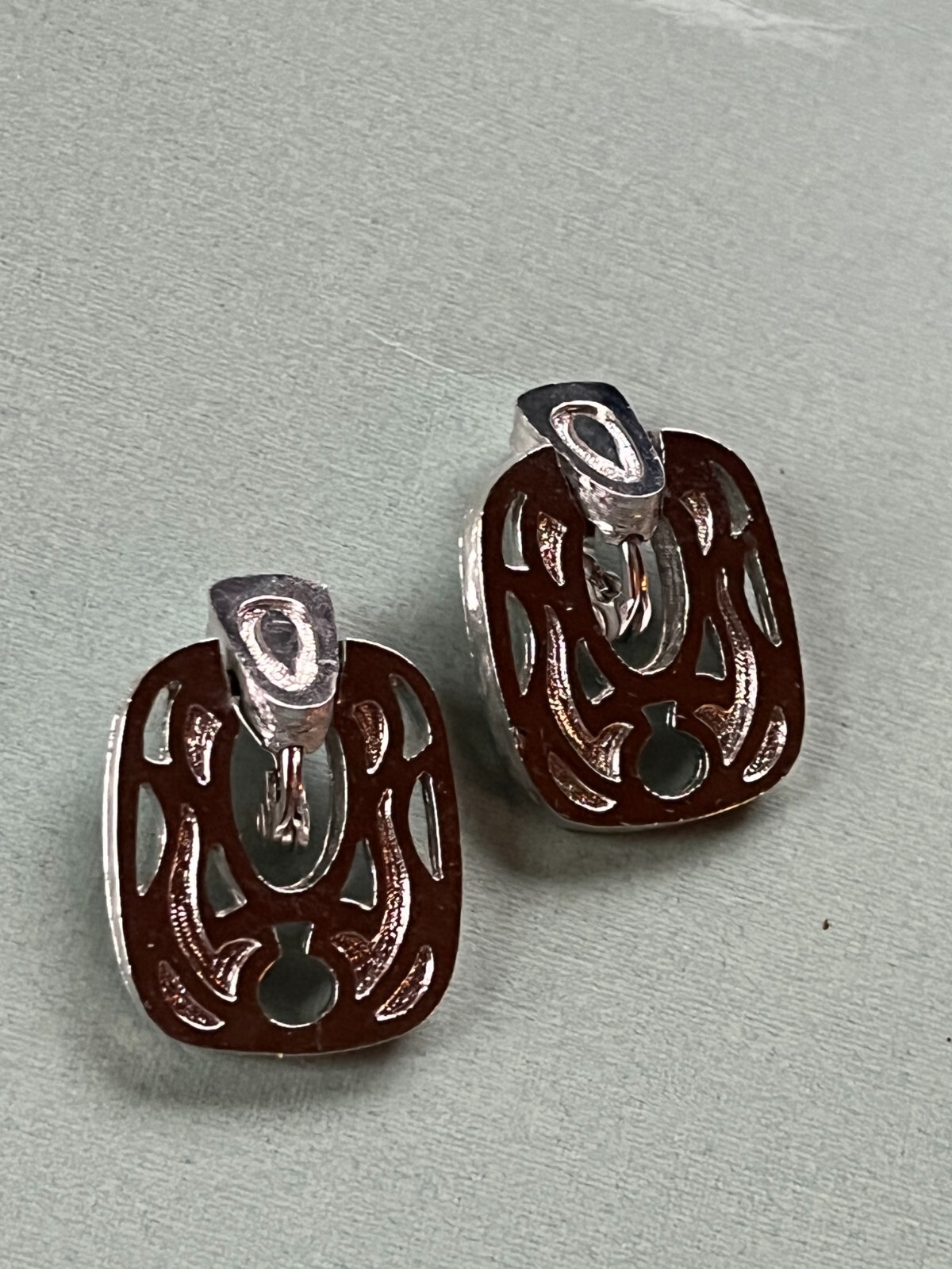 Monet Signed Cut-Out Large Rounded Rectangle Silv… - image 3