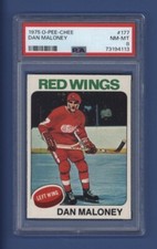 1975-76 OPC O-PEE-CHEE #177 DAN MALONEY PSA 8 NM-MT Detroit Red Wings *LOW POP*