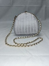 White Wicker Purse With Gold Hardware Made In China Vintage