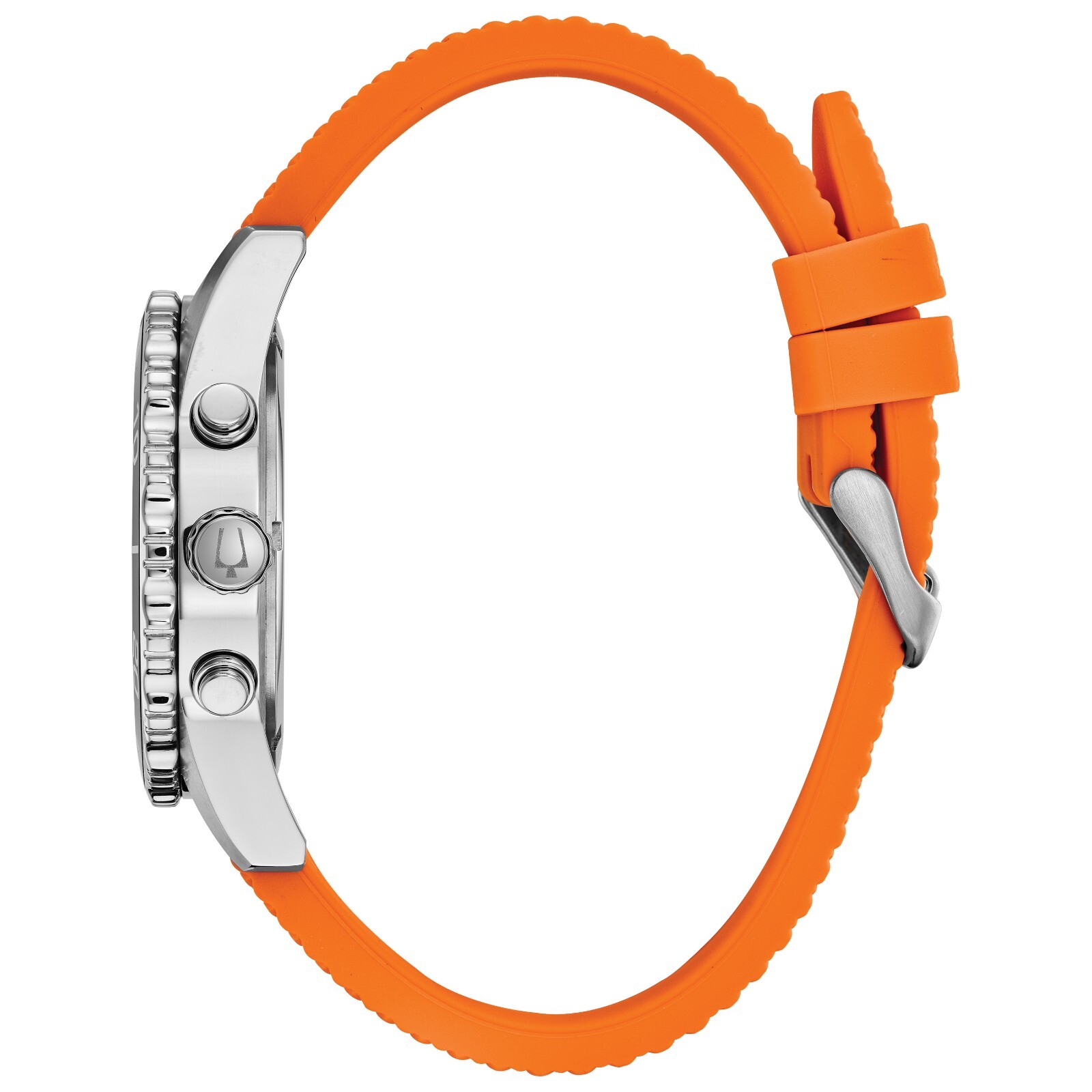 Bulova Men's Quartz Chronograph Orange Silicone Band 43mm Watch 98A204