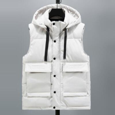 Men Warm Quilted Detachable Hooded Waistcoat Gilet Puffer Jacket Sleeveless Coat