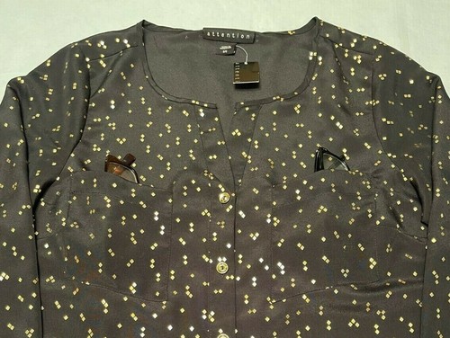 Women Rounded Bottom Button Down Semi-Dressy Blouses-Sizes: XS - S - M - L - XL - Picture 4 of 18