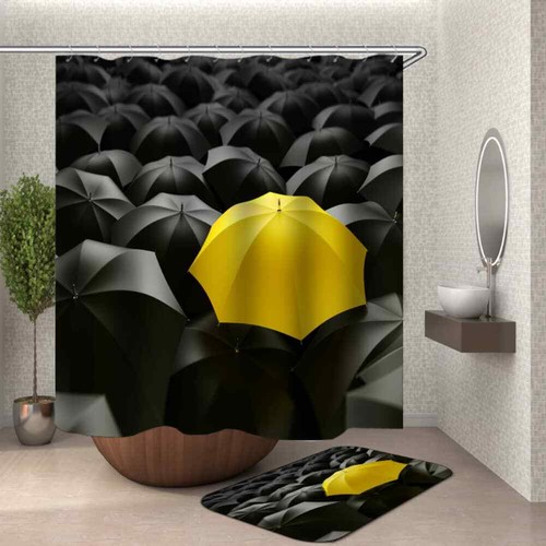 amarillo 3D cortina de ducha de poliéster de baño impermeable | eBay