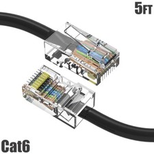 5FT Cat6 RJ45 Ethernet LAN Network UTP Non-Booted Patch Cable Copper 24AWG Black