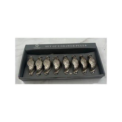 Casa Decor Set of 8 Drawer Pulls Antique Silver Ornate Cup Bin Handles Pewter