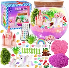 Hannstar Unicorn Terrarium Kit with LED Night Light Remote Gifts for Girls