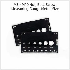 Bolt, Screw Measuring Gauge Metric Size & Thread Pitch Guide Guage M3 - M10 Nut
