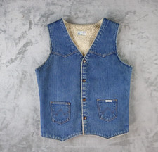 Men's Vintage 1970s Wrangler Sanfor-Set No Fault Sherpa Lined Denim Vest USA