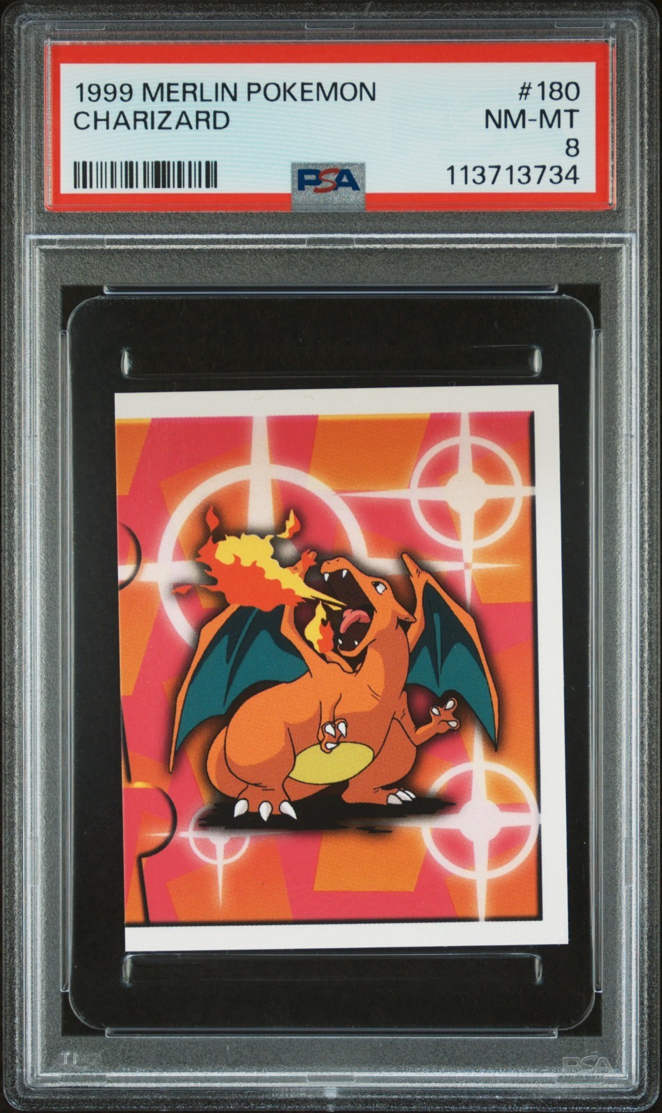 PSA 8 NM/MT 1999 MERLIN POKEMON 180 CHARIZARD