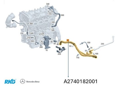 Entlüfterleitung Kurbelwellengehäuse OM 274 *A2740182001* Original MB