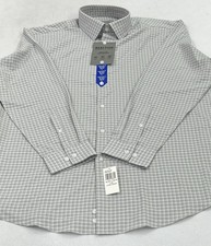 Kenneth Cole Men's Quick Dry Performance Dress Shirt, Gray, L 16-16.5, 32/33 