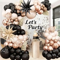 Luftballon Girlande Schwarz Gold Beige, 116 StüCk Ballons Geburtstag Schwarz