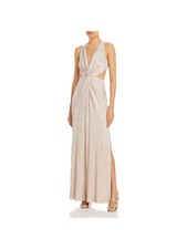 AQUA FORMAL Womens Silver Twist Front Cutout Sides And Back Sleeveless Dress L