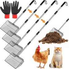 "Chicken Poop Scooper 10inch Metal Extendable Metal Cat Litter Scoop 32 to 68"".