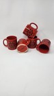 5 Vintage Waechtersbach North Woods Red Mugs with Black Snowflake Germany — photo 2