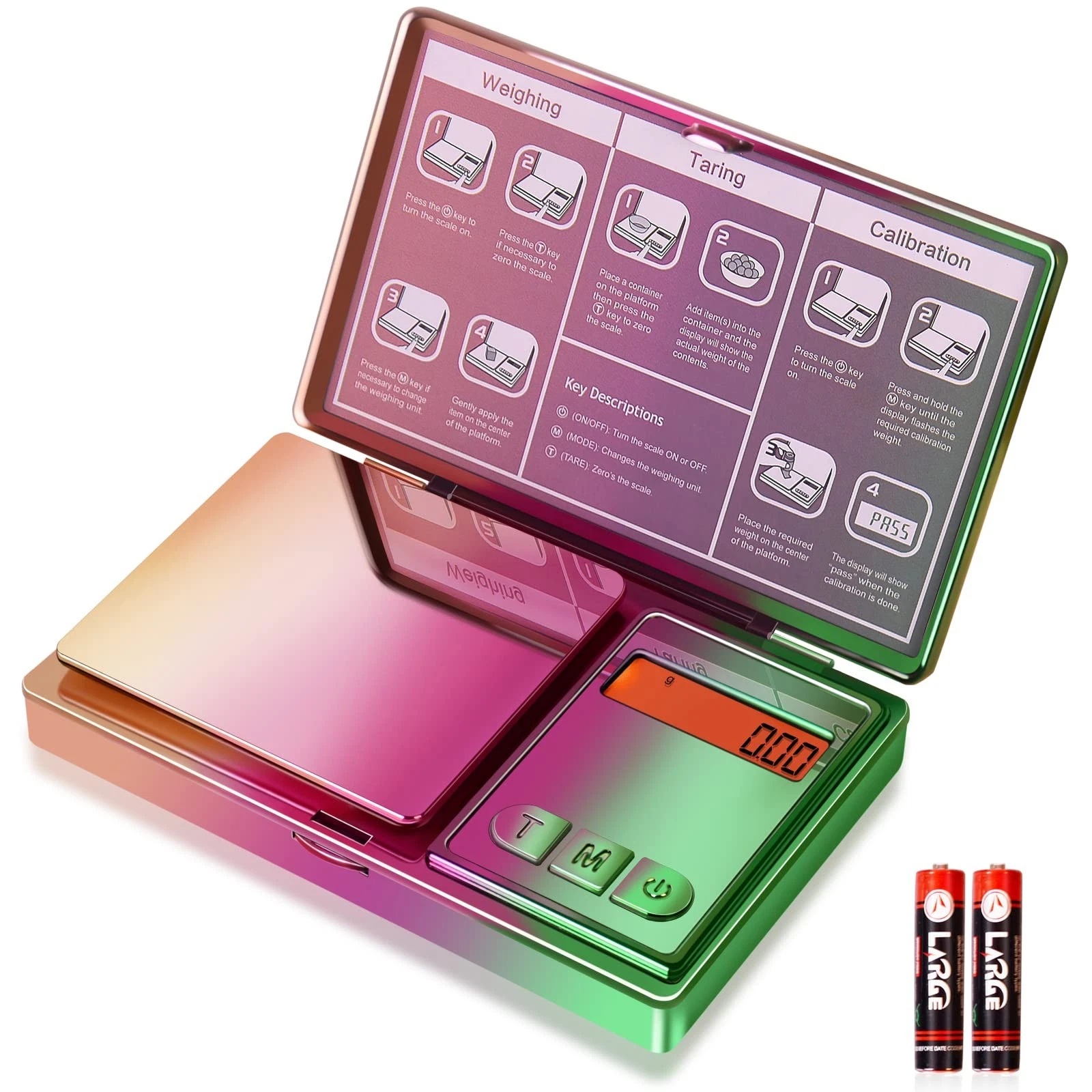 Shiny Digital Gram Scale, 300g x 0.01g Iridescent Pocket Scale Rainbow Chrome...