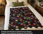Vintage Handmade Crochet Afghan Throw Blanket – Multicolor Floral Granny Square