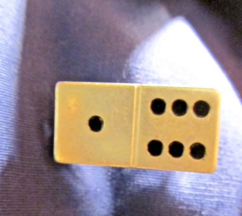 Vintage tiny silver metal Domino pin