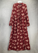 Living Doll Sheer Maxi Dress M Floral V Neck with Tie Boho Flowy Cottagecore