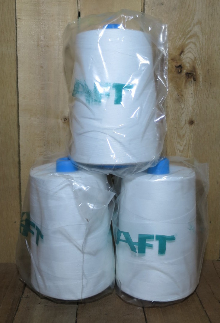 LOT OF 3 AFT Polyester Thread Size TEX60S LARGE WHITE TUBE 32 OZ SPOOL