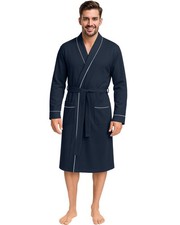 NY Threads Men's Robe Cotton Blend Knit Bathrobe, X-Large, Navy