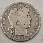 1898 (.3617 OZ SILVER) Barber Silver Half Dollar  *SILVER*