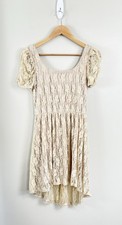 Deb Women’s Dress Sz M Y2K Vtg Lace Dress Beige Cottage Core Lined