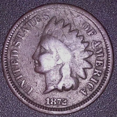 1872 INDIAN HEAD CENT 1C , HARD DATE