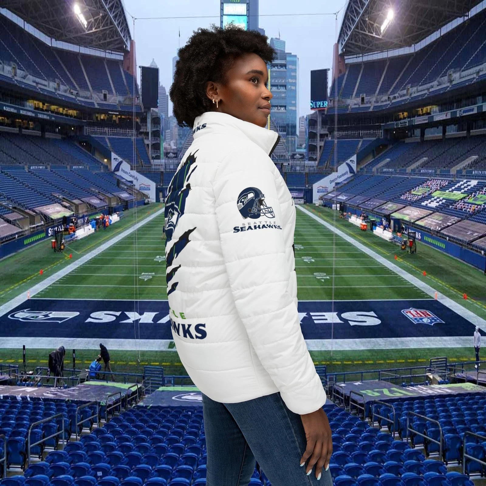 Seattle Seahawks Logo Puffer Jacket