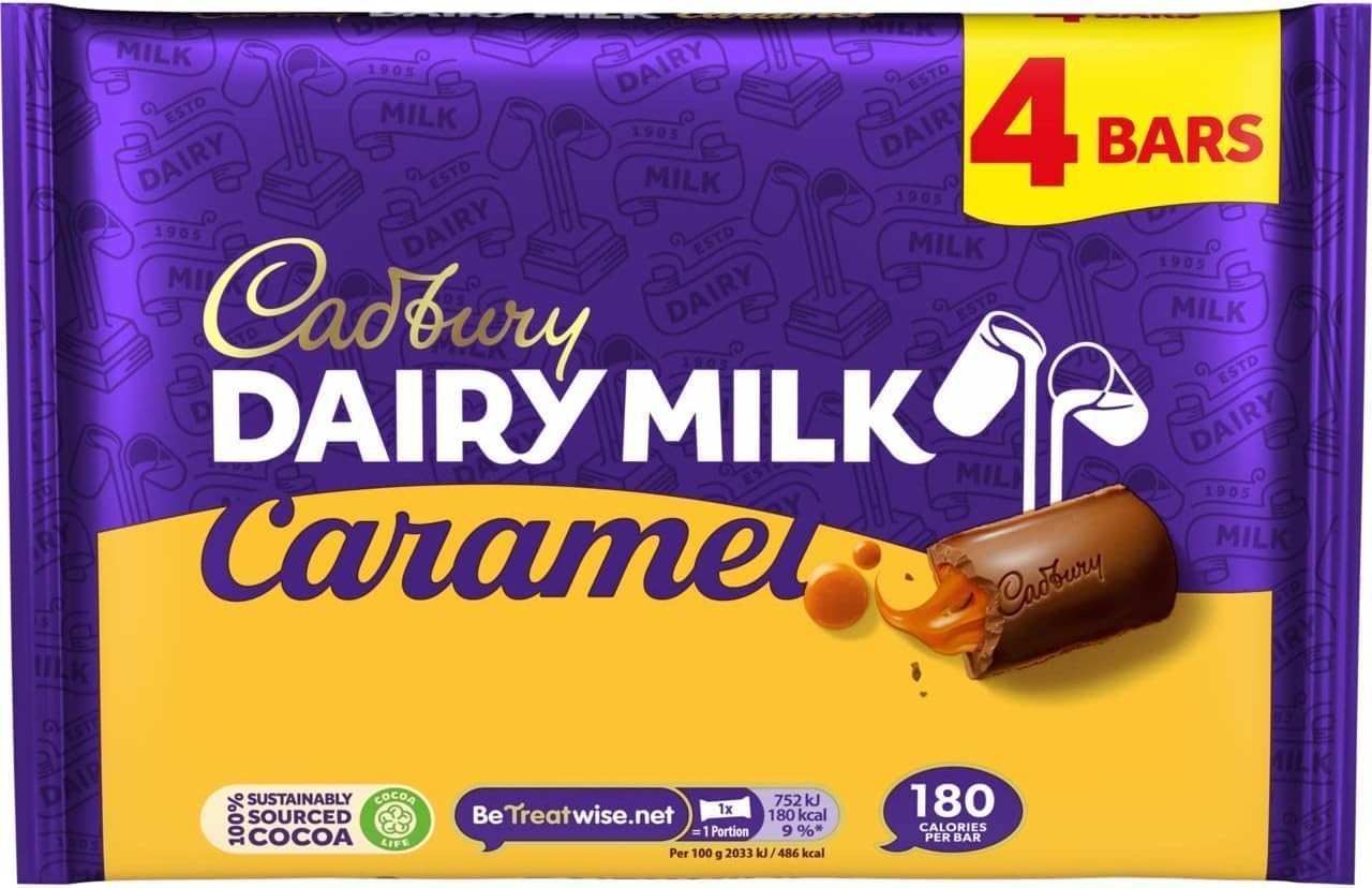 Cadbury Dairy Milk Caramel Chocolate Bar, Milk Chocolate with Smooth Caramel