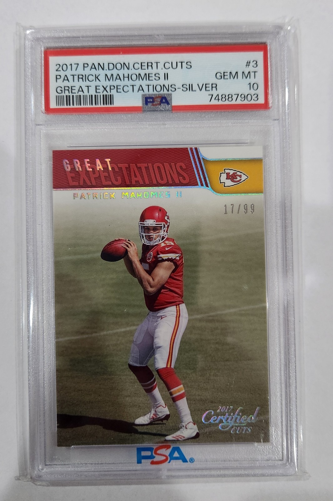 2017 Certified Cuts Patrick Mahomes #/99 RC Great Expectations Silver PSA 10