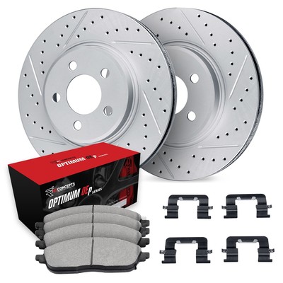 For Volkswagen Golf 04 Drilled & Slotted Rear Brake Kit w Optimum Pads