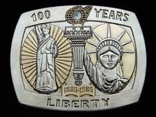 OJ05137 NOS VINTAGE 1970s  100 YEARS STATUE OF LIBERTY  COMEMMORATIVE BUCKLE