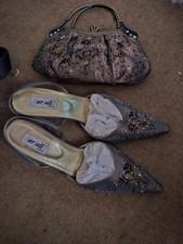 "FARFALLA" EMBELLISHED SHOES & MATCHING BAG -SZ 41 = 8UK