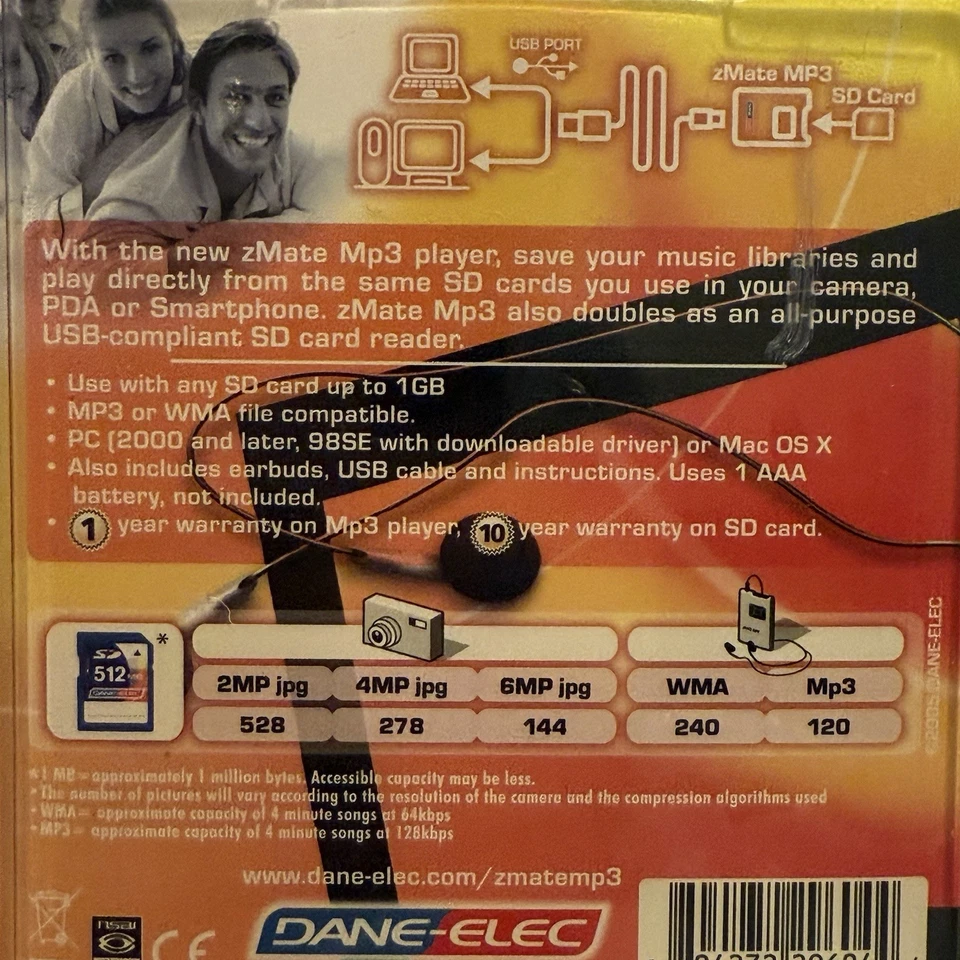 Genuine Dane-Elec zMate MP3 512MB SD Memory Card SD-M512 - Image 3 of 4