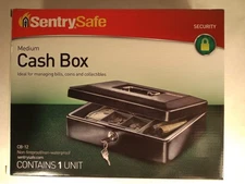 Sentry Safe CB-12 Black Steel Keyed Medium Cash Box 3.4 x 11.7 x 9 in. - 2 Keys